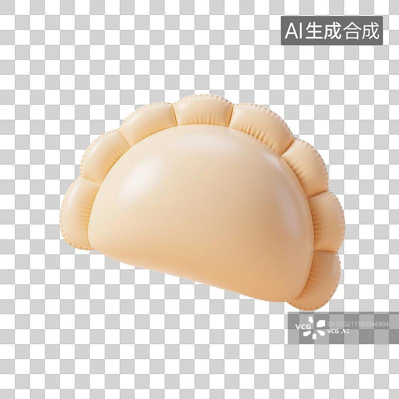 【AI数字艺术】3D渲染，充气膨胀风格，卡通饺子，水饺，面食，中国传统美食，春节新年，冬至，免抠元素图片素材