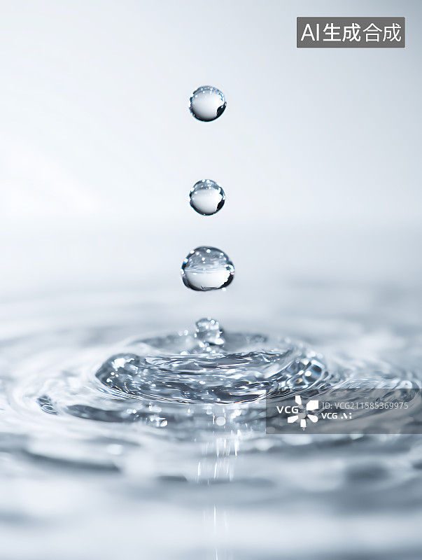 【AI数字艺术】水滴落入纯净的水里化妆品护肤概念插画图片素材