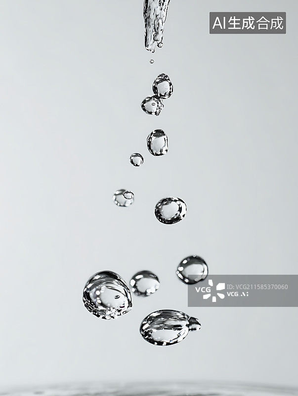 【AI数字艺术】水滴落入纯净的水里化妆品护肤概念插画图片素材