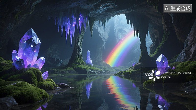 【AI数字艺术】梦幻冰洞景观图图片素材