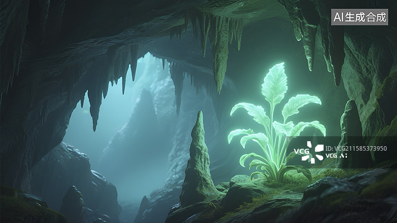 【AI数字艺术】梦幻冰洞景观图图片素材