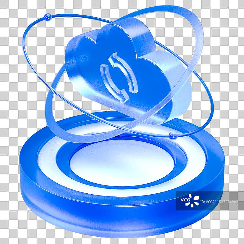 3D渲染蓝色玻璃立体微软风互联网云计算回传链路图片素材