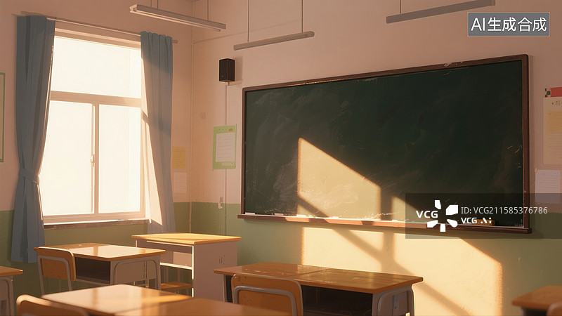 【AI数字艺术】阳光教室插画图片素材