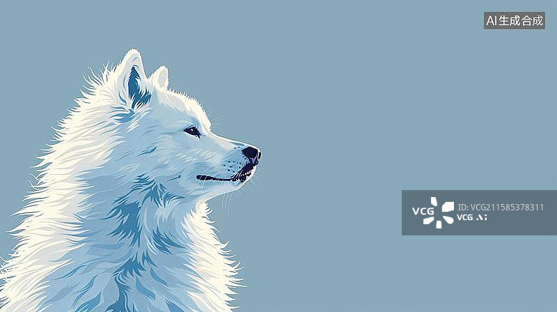 【AI数字艺术】哈士奇的凝视  萨摩耶犬动物宠物主题海报设计模板背景图图片素材