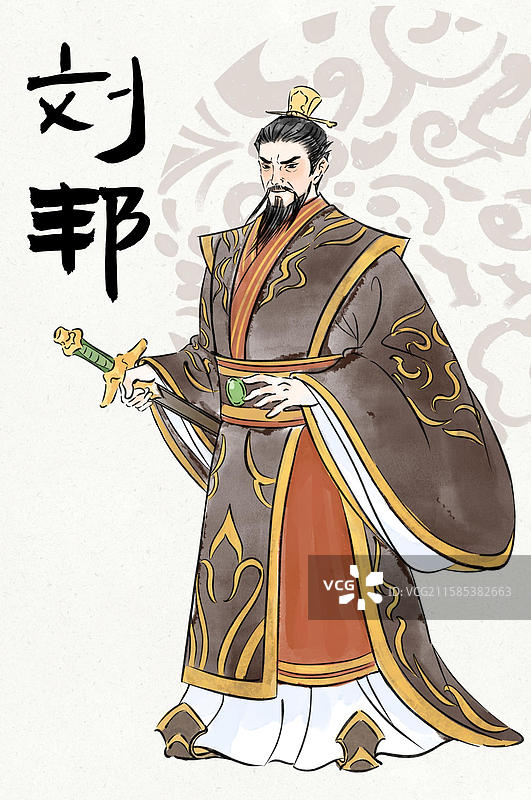 汉高祖刘邦历史人物古人传统文化手绘插画图片素材