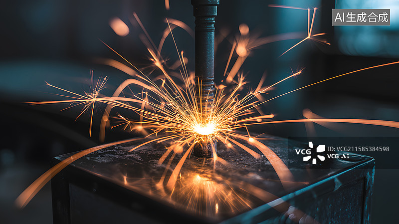 【AI数字艺术】焊接火花四溅图片素材