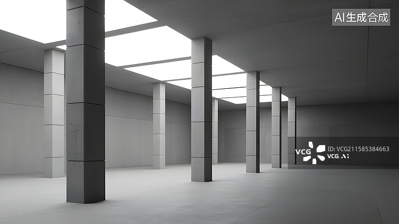 【AI数字艺术】现代建筑内部结构图片素材