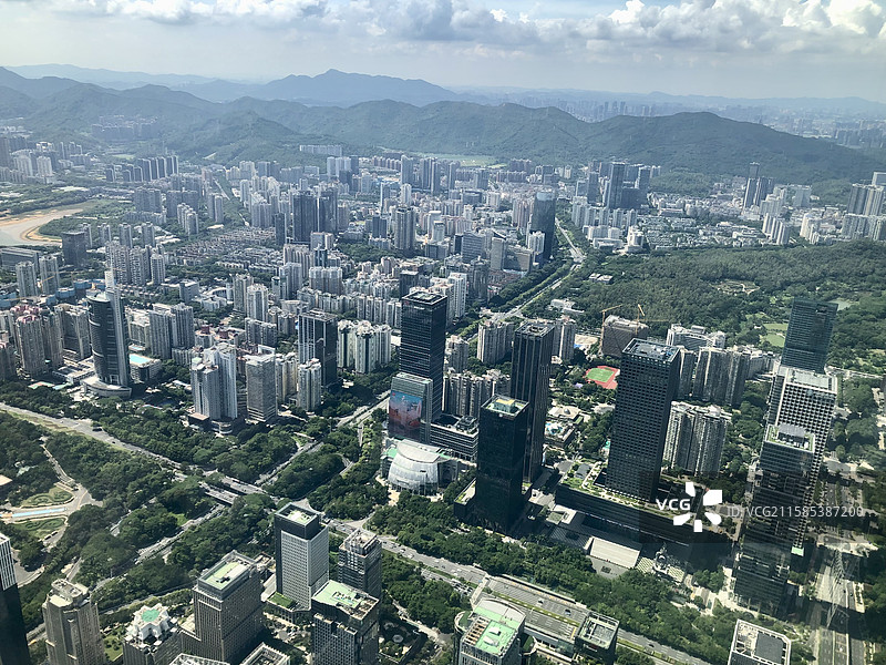 深圳平安金融中心云际观光层-四周的都市建筑风景图片素材
