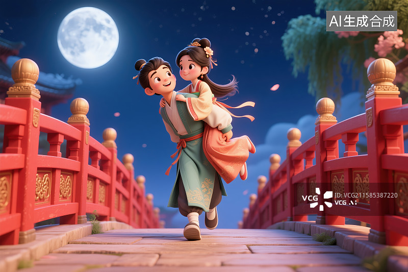 【AI数字艺术】3D幸福七夕节图片素材