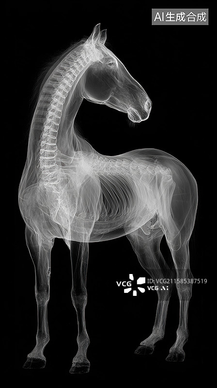 【AI数字艺术】马的X光影像侧面图图片素材