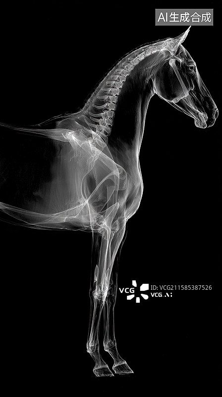 【AI数字艺术】马的X光影像艺术展示图片素材