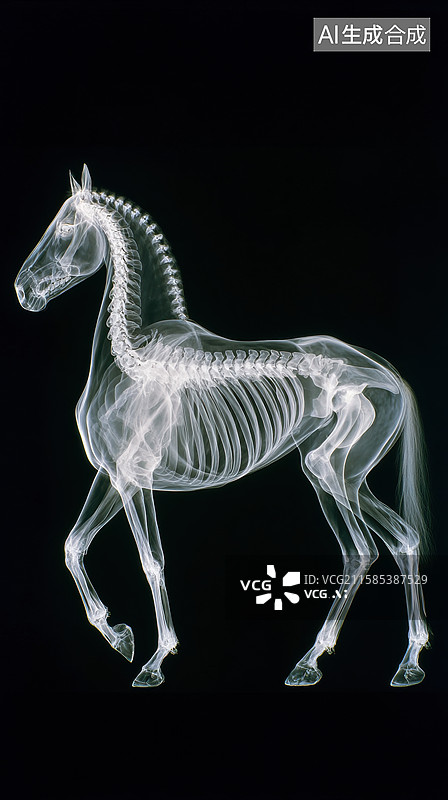 【AI数字艺术】马的骨骼X光图像图片素材