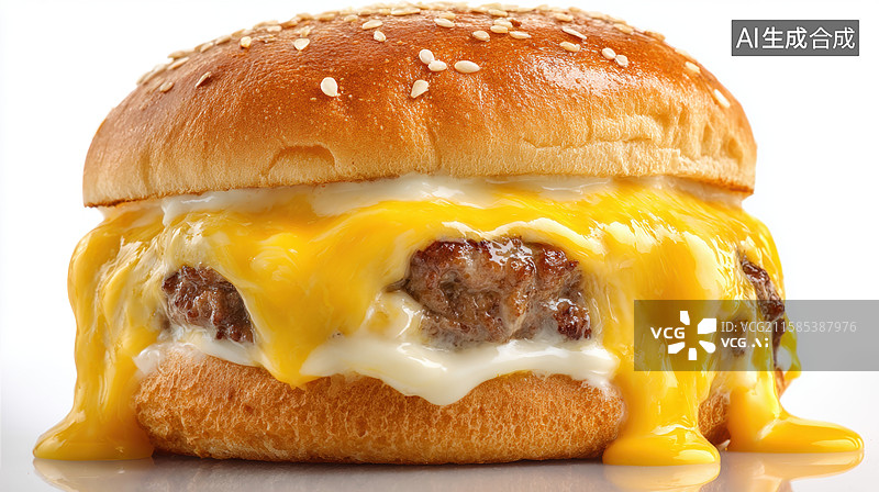 【AI数字艺术】双层芝士汉堡特写图片素材
