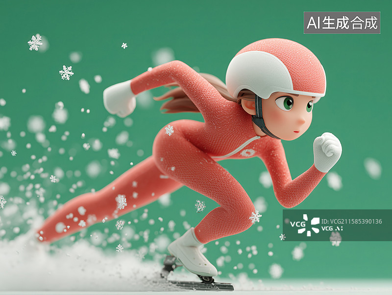 【AI数字艺术】短道速滑女生女人运动员插画图片素材