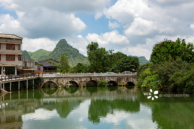 贵州安顺黄果树石头寨子风景如画图片素材