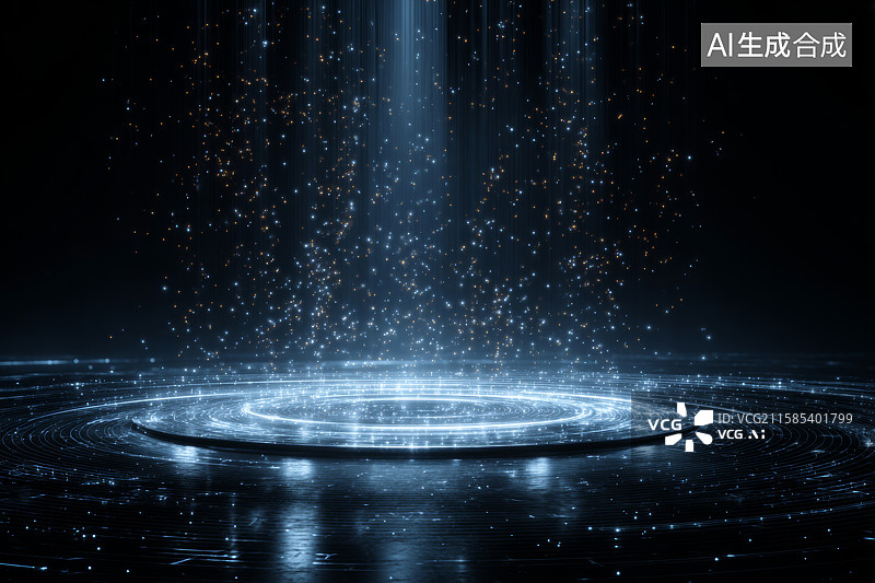 【AI数字艺术】未来科技数字光环与粒子特效图片素材