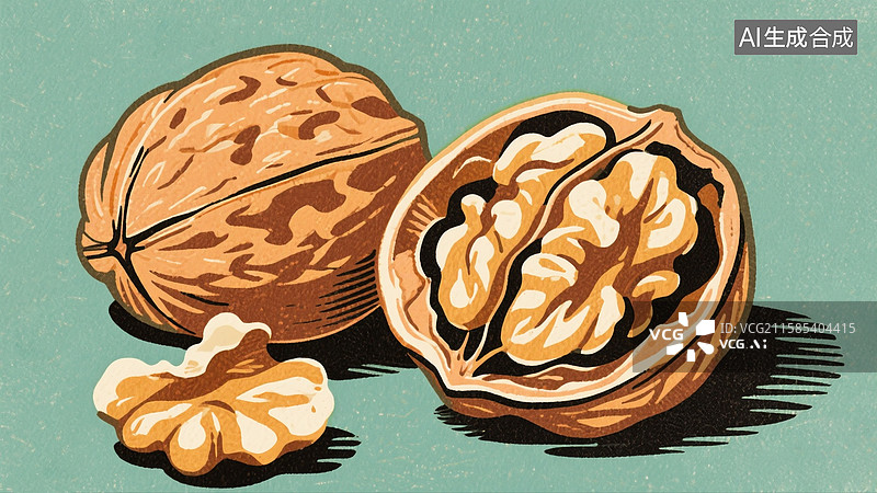 【AI数字艺术】核桃插画图片素材