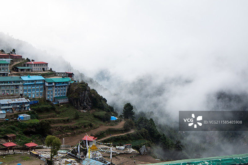尼泊尔EBC徒步南池巴扎Namche Bazaar图片素材