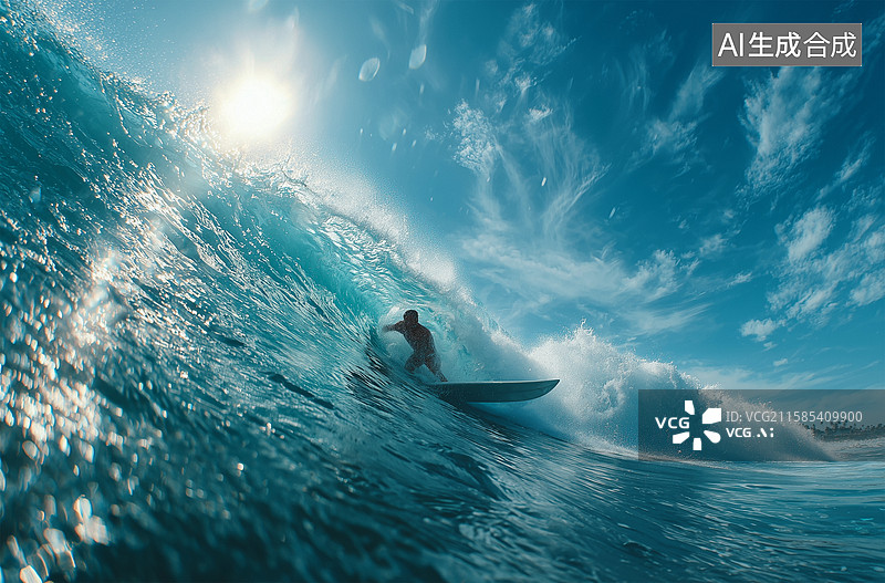 【AI数字艺术】一群带着冲浪板的男女走向大海图片素材