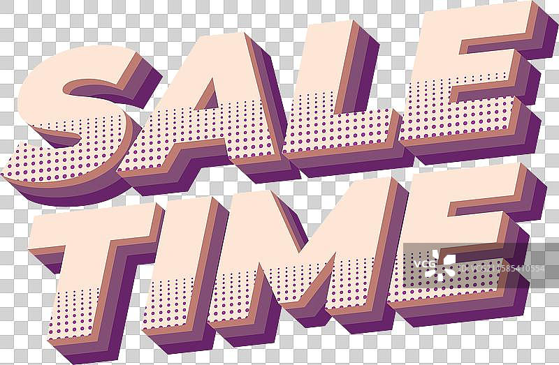 销售时间文本效果标志，色彩鲜艳且具有3D效果图片素材