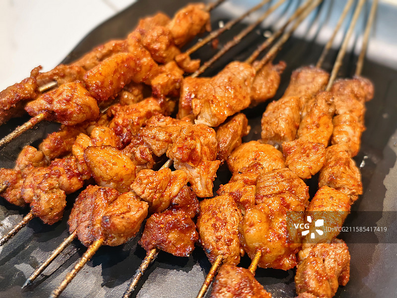 青海西宁·下南关·夜市·烤羊肉串图片素材
