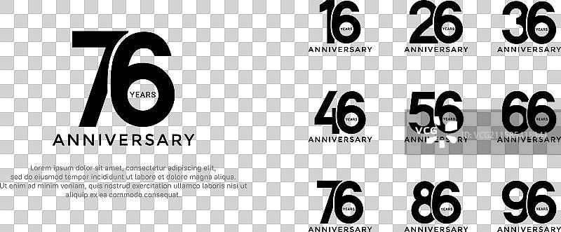 黑色周年纪念标志风格套件图片素材