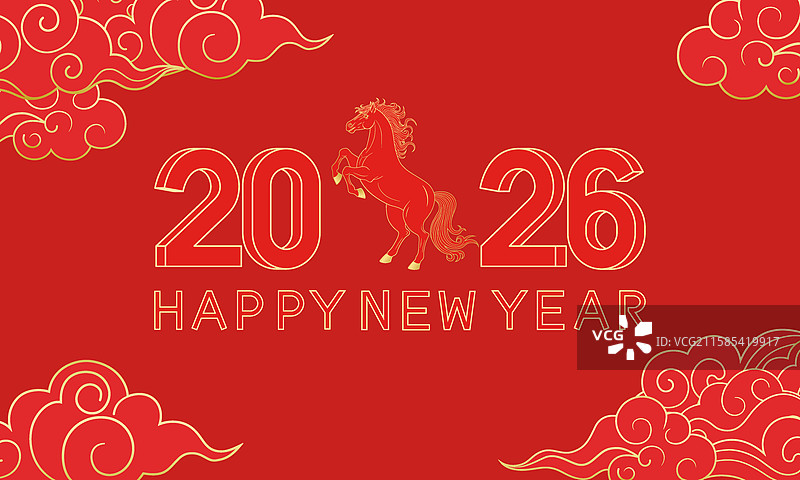 2026中国马年红色封面图片素材