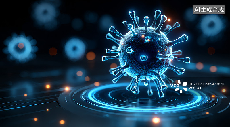 【AI数字艺术】新冠病毒数字模型图片素材