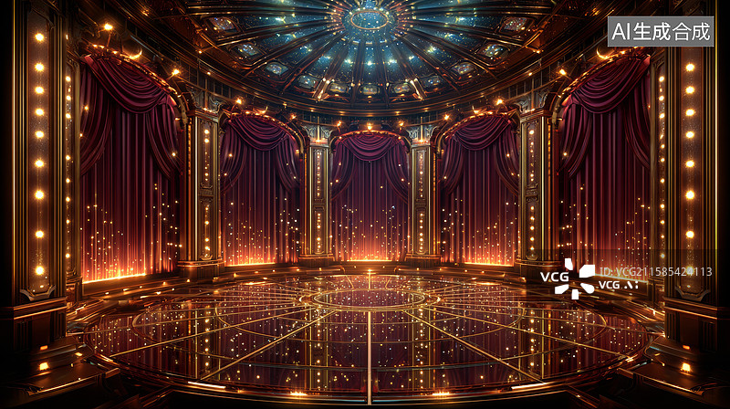 【AI数字艺术】奢华大堂舞台布置图片素材