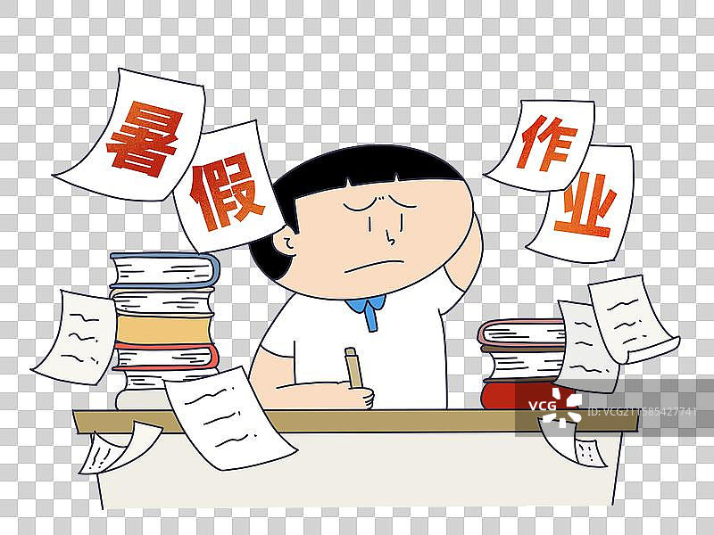 暑假作业，儿童孩子写作业图片素材