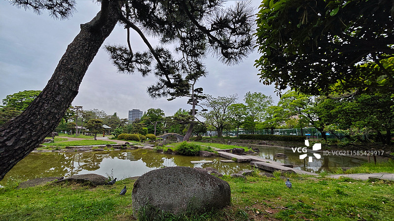 大阪住吉公园是 1873 年开放的古老公园，有历史遗迹，四季花草繁茂，兼具休闲与文化氛围图片素材