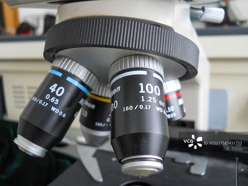 显微镜物镜特写图片素材