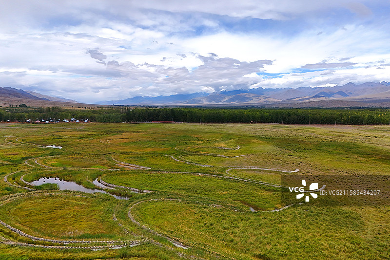 新疆博尔塔拉温泉县博尔塔拉河国家湿地公园自然美景图片素材