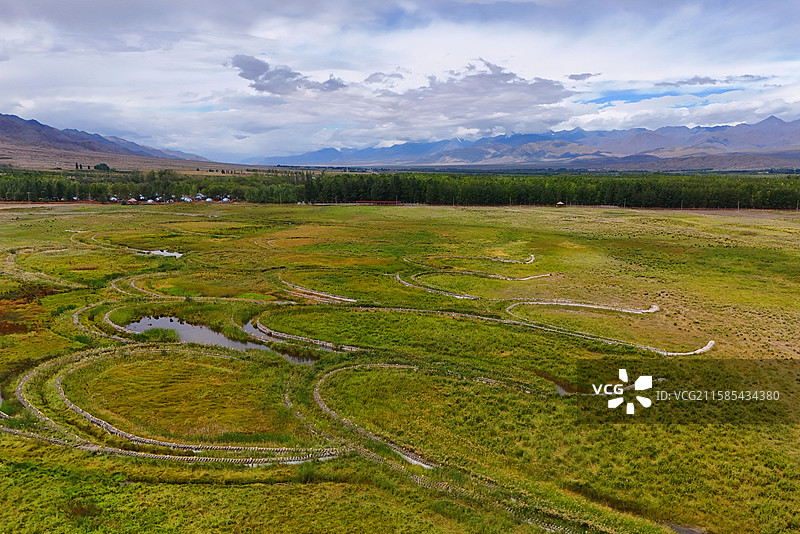 新疆博尔塔拉温泉县博尔塔拉河国家湿地公园自然美景图片素材