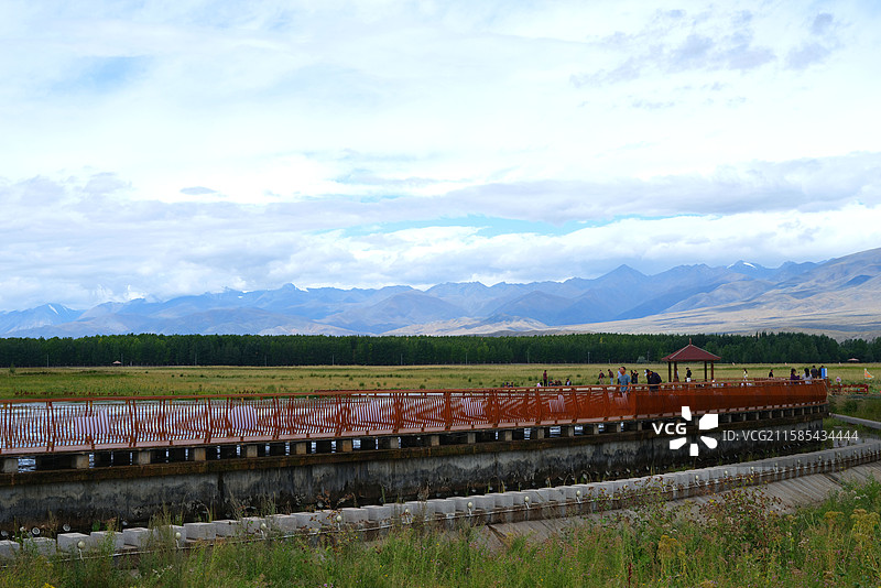 新疆博尔塔拉温泉县博尔塔拉河国家湿地公园自然美景图片素材