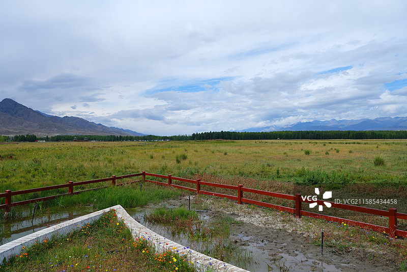 新疆博尔塔拉温泉县博尔塔拉河国家湿地公园自然美景图片素材
