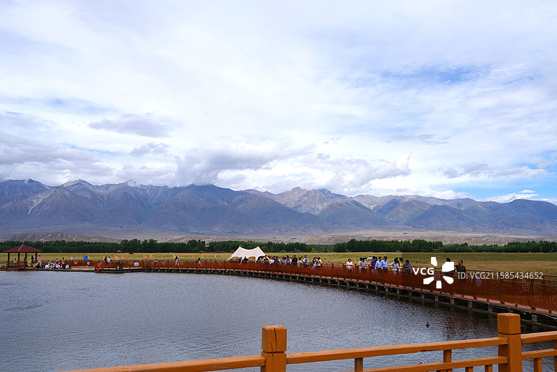 新疆博尔塔拉温泉县博尔塔拉河国家湿地公园自然美景图片素材