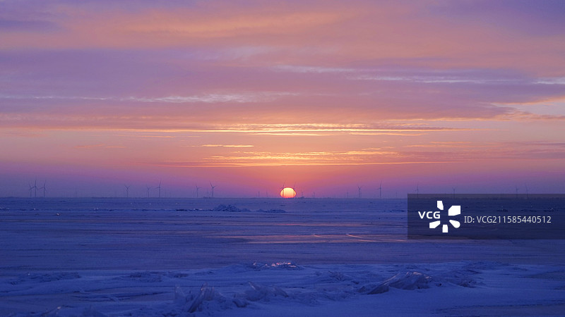 查干湖日落图片素材