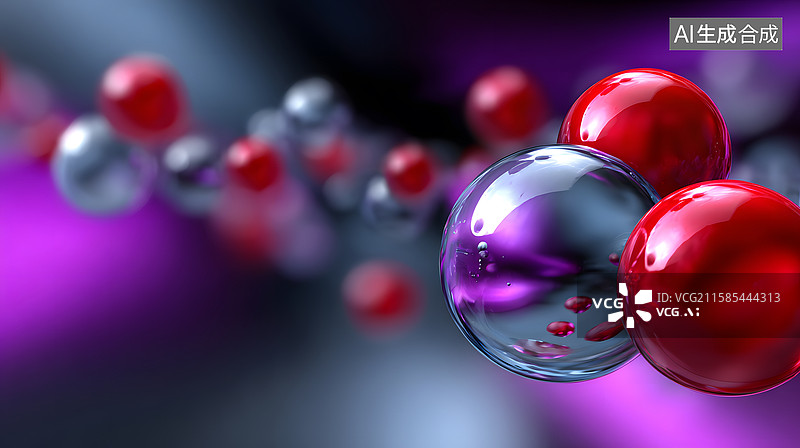 【AI数字艺术】微观粒子与透明液滴的互动图片素材