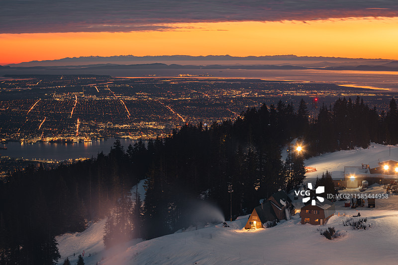 雪场与城市景观图片素材