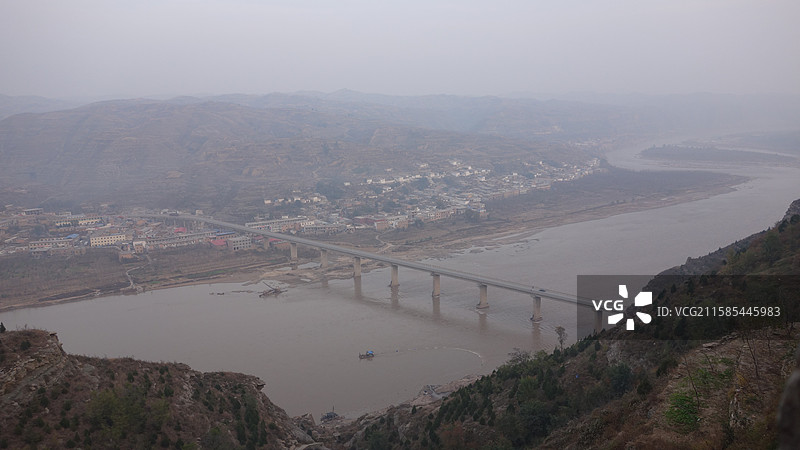 陕西省陕北榆林市佳县黄河大桥佳临黄河大桥图片素材