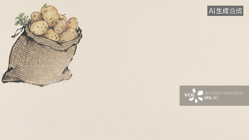 【AI数字艺术】水墨画粮食谷物背景-左上图片素材