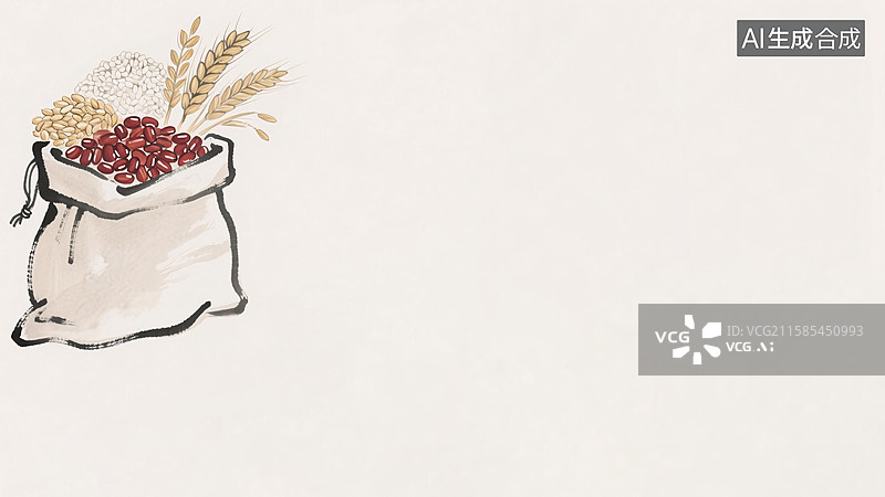 【AI数字艺术】水墨画粮食谷物背景-左上图片素材