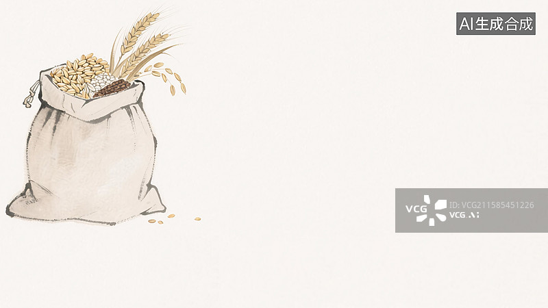 【AI数字艺术】水墨画粮食谷物背景-左上图片素材