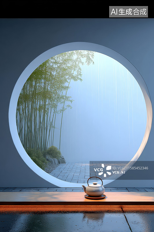 【AI数字艺术】禅意茶韵背景图片素材