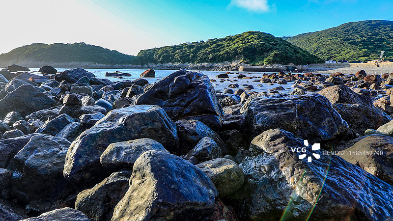 沙滩与礁石，拍摄舟山朱家尖的小乌石塘图片素材