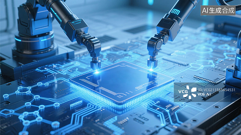 【AI数字艺术】科技人工智能机械片芯片背景图片素材