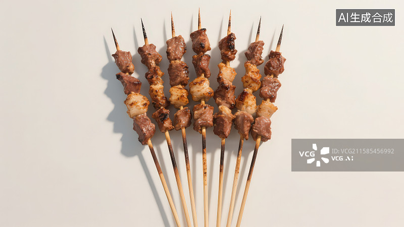 【AI数字艺术】美味夜市夜宵美食烧烤烤串图片素材