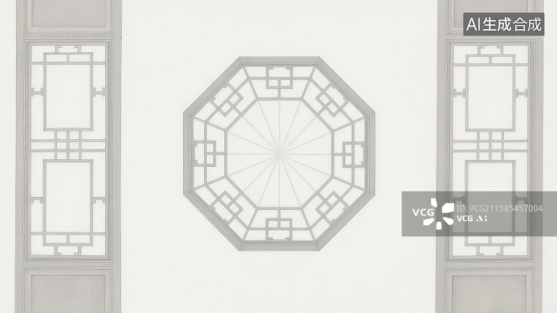 【AI数字艺术】中式传统雕花窗框窗棂图片素材