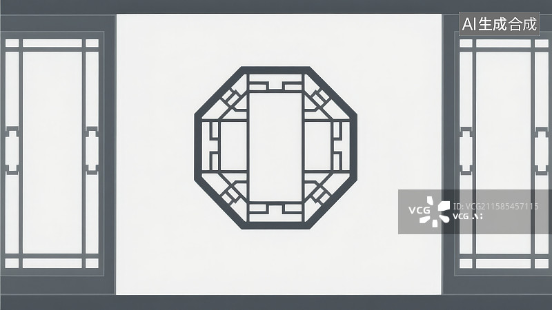 【AI数字艺术】中式传统雕花窗框窗棂图片素材